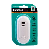 Ночник Camelion NL-267 LED 1W 220V в розетку USB+TypeC белый (1/24/96)