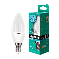 Лампа светодиодная Camelion C35 E14 8W 4500К 170-265V свеча матовая (1/10/100)