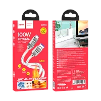 Кабель HOCO U113 USB (m)-Lightning (m) 1м 2.4A силикон серебряный (1/22/220)