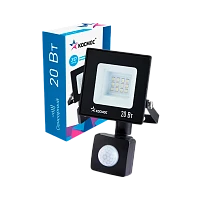 Прожектор светодиодный Космос 20W 230V IP65 6500К холодный с датчиком движения черный (1/50)
