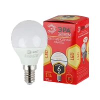 Лампа светодиодная ЭРА P45 E14 6W 4000К 220-240V шар Eco (1/10/100)