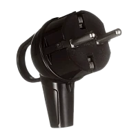 Вилка электрическая Makel С/З 16A IP20 угловая с кольцом черный 10038 (1/100)