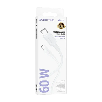 Кабель Borofone BX111 Type-C (m)-Type-C (m) 1м 3.0A 60W ПВХ белый