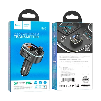 FM-трансмиттер HOCO E62 2USB+Type-C microSD bluetooth 5.0 черный (1/120) 