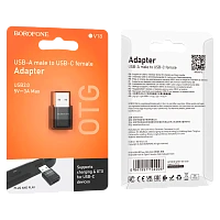 Переходник Borofone BV18 USB (m)-Type-C (f) OTG черный (1/70/420)