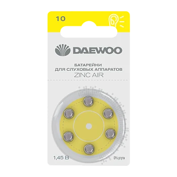Батарейка Daewoo ZA10 BL6 Zinc Air 1.45V (6/60/600/3000)