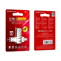 Флеш-накопитель Borofone Soul BUD3 64GB USB3.0 Type-C (m) металл серый (1/25)