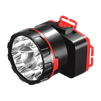 Фонарь налобный Спутник AFH728 3W LED от аккумулятора 2 режима черный красный