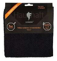 Салфетка Leonord "Black" 30х30см 3шт. микрофибра  черный