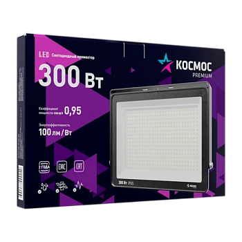 Прожектор светодиодный КОСМОС PREMIUM 300Вт, 30000 Лм, IP65, 6500К