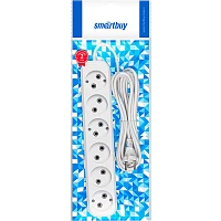 Удлинитель Smartbuy 6р.Б/З 10A 5.0м ПВС 2x1мм² белый