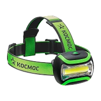 Фонарь налобный Космос H3WCOBLED 3W COB от батареек 3 режима зеленый (1/24/96)