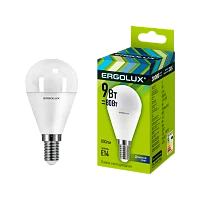 Лампа светодиодная Ergolux G45 E14 9W 6500К 172-265V шар (1/10/100)
