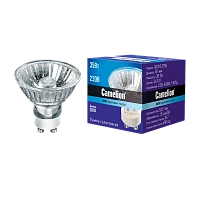 Лампа галогенная Camelion GU10 35W 3000К 220-240V софит 50мм прозрачная (1/10/200)