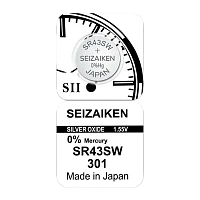 Батарейка SEIZAIKEN 301 (SR43SW) Silver Oxide 1.55V (1/10/100/1000)
