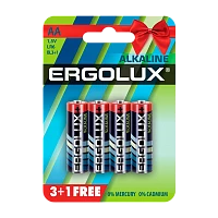 Батарейка Ergolux LR6 AA BL3+1 Alkaline 1.5V (4/40/720)