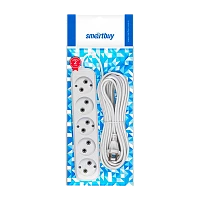 Удлинитель Smartbuy 5р.Б/З 10A 10.0м ПВС 2x1мм² белый