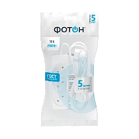 Удлинитель Фотон 10-53 3р.Б/З 10A 5.0м ПВС 2x0.75мм² белый (1/20)