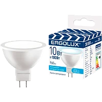 Лампа светодиодная Ergolux MR16 GU5.3 10W 4500К 180-240V софит ПРОМО матовая (1/10/100)