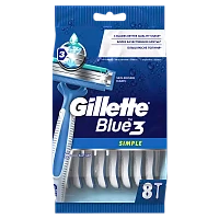 Бритва одноразовая Gillette "BLUE3 Simple Sensitive" 3 лезвия 8шт. (1/6)