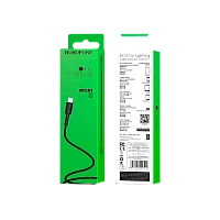 Кабель Borofone BX16 USB (m)-Lightning (m) 1м 2.4A ПВХ черный (1/648)