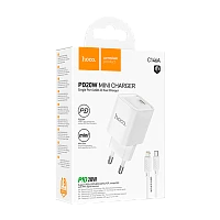 Сетевое З/У HOCO C146A Type-C 20W PD3.0 с кабелем Lightning белый (1/30/180)