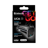 Автомобильное З/У Defender UCA-31 2USB 3.1A 5W черный (1/50)