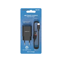 Сетевое З/У Borofone BA20A 1USB 2.1A с кабелем microUSB черный (1/48/192)