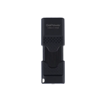 Флеш-накопитель GoPower SLIDER 16GB USB2.0 пластик черный матовый (1/50/1000)