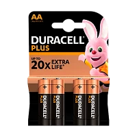 Батарейка Duracell Plus LR6 AA BL4 Alkaline 1.5V (4/80)