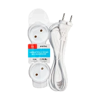 Удлинитель Smartbuy NEW 3р.Б/З 10A 5.0м ПВС 2x1мм² белый (1/40)