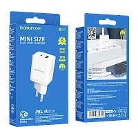 Сетевое З/У Borofone BN7 1USB/Type-C 3.0A 20W QC3.0 белый (1/35/140)