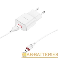 Сетевое З/У Borofone BA48A 1USB 2.1A с кабелем microUSB белый (1/44/176)