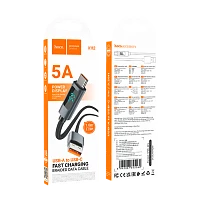 Кабель HOCO X112 USB (m)-Type-C (m) 1м 5.0A нейлон дисплей черный (1/31/310)
