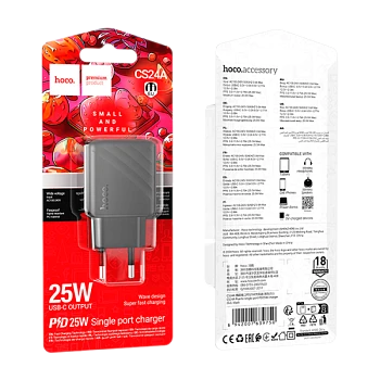 Сетевое З/У HOCO CS24A Type-C 25W PD3.0 черный (1/32/192)