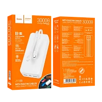 Внешний аккумулятор HOCO J118B 30000mAh 2USB/Type-C/MicroUSB LED белый (1/24)