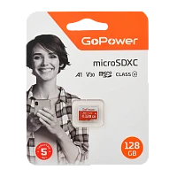 Карта памяти microSD GoPower 128GB Class10 UHS-I (U3) 100 МБ/сек V30 без адаптера