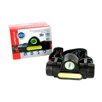 Фонарь налобный Ultraflash E1340 3W COB от аккумулятора 2 режима черный (1/12/240)