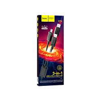 Кабель HOCO X74 USB (m)-2хType-C/Lightning/microUSB (m) 1м 2.0A ПВХ черный (1/31/310)
