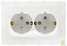 Розетка Smartbuy "Венера" 2гн. 16A С/З со шторкой белый (1/10)