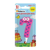 Свеча детская для торта, цифра 7, 1 шт. в упаковке, PATERRA (1/24)