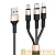 Кабель HOCO X26 USB (m)-2хType-C/Lightning/microUSB (m) 1.0м 2.0A нейлон черный золотой (1/30/300)