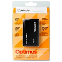 Картридер Defender Optimus USB2.0 SD/microSD/MS/M2 Combo/MMC/CF черный (1/100)