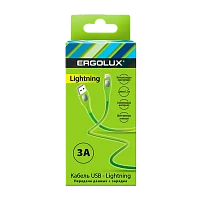 Кабель Ergolux ELX-CDC03-C05 USB (m)-Lightning (m) 1.2м 3.0A зеленый в коробке (1/10/240)
