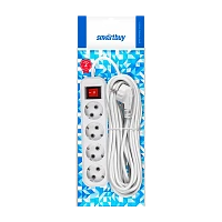 Удлинитель Smartbuy 4р.С/З 16A 10.0м с выкл. ПВС 3x1мм² белый