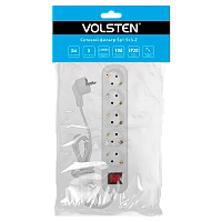 Сетевой фильтр Volsten SP1 5x3 5р.С/З 10A 3.0м ПВС 3х0.75мм² с выкл. белый (1/20)