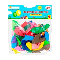Воздушные шарики, 30 см, круглые, разноцветные без рисунка, 100 шт/уп, PATERRA (1/10)