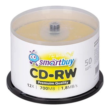 Диск CD-RW Smartbuy 700MB 4-12x 80min 50шт. cake box (50/250)