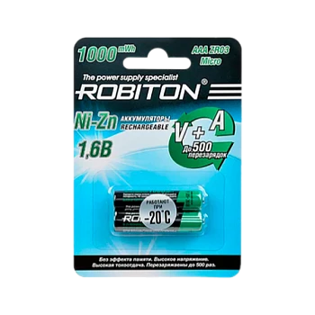 Аккумулятор ROBITON 1000NZAAA-2 Ni-Zn AAA 1000мВтч,  550мАч BL2 NZ1000AAA