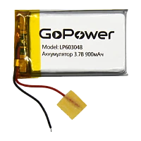 Аккумулятор Li-Pol GoPower LP603048 PK1 3.7V 900mAh с/з (1/10/250)